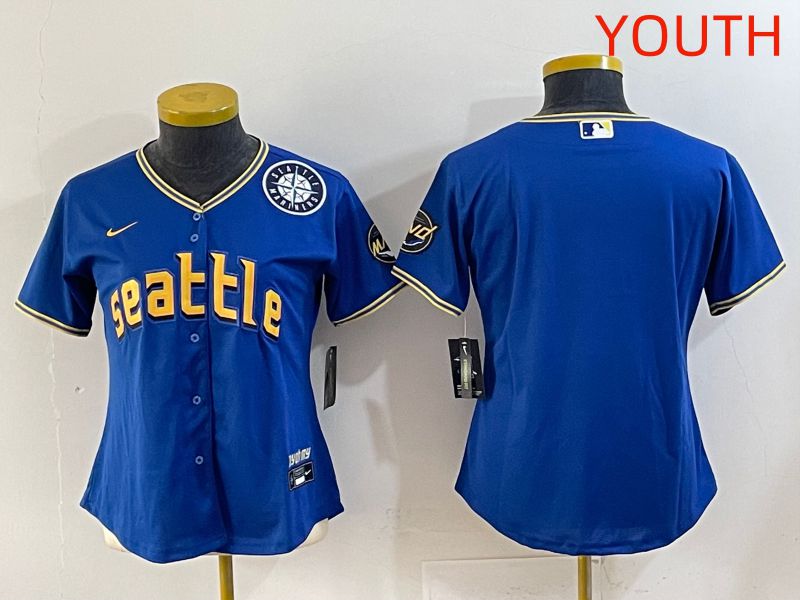 Youth 2025 Seattle Mariners Blank Blue City Edition Nike MLB Jersey style 2->youth mlb jersey->Youth Jersey